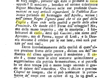 Figura 1 - il 'cacio' nel 1800. Fonte: Manicone (1807).