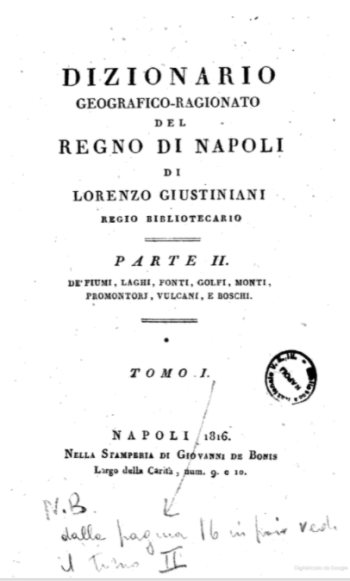 Dizionario Geografico ragionato del Regno di Napoli