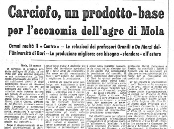 Figura 10 - "Carciofo, un prodotto-base per l’economia dell’agro di Mola" (1973). Fonte: "La Gazzetta del Mezzogiorno” del 27/3/1973.