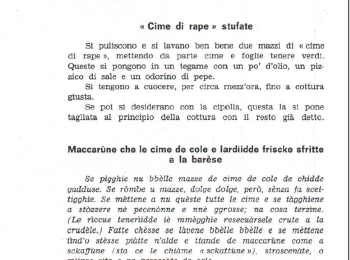 Figura 2 - Ricetta "Maccarùne che le cime de cole e lardìidde friscke sfritte a la barèse". Fonte: Giovine (1968).