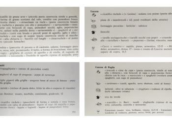 Figura 1 - La ricetta delle 'orecchiette con la rucola' in differenti varianti regionali. Fonte: Sada (1974).