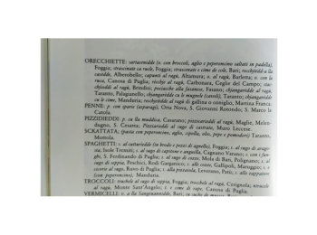 Figura 2 – I nomi dialettali locali delle orecchiette in Puglia, tra cui le ‘strasinate ca rucle’ a Foggia. Fonte: Sada (1995).