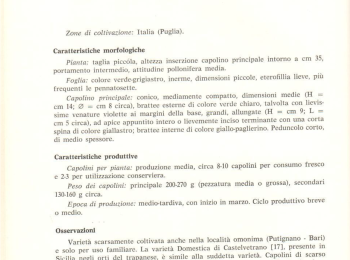 Figura 1 - Descrizione del ‘Carciofo verde di Putignano’. Fonte: Dellacecca et al. (1976).