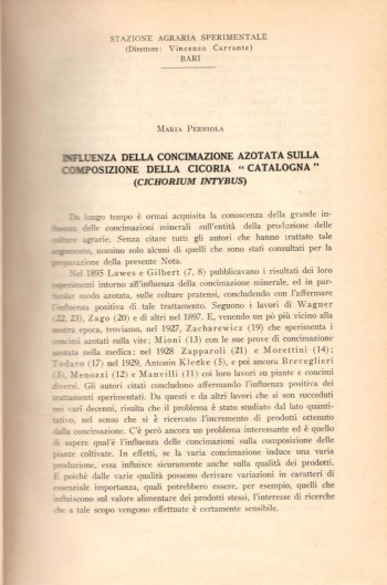 Influenza della concimazione azotata sulla composizione della cicoria “Catalogna” (Cichorium intybus L.)