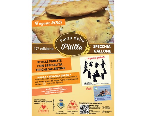 Ritorna la “Festa della Pitilla” a Specchia Gallone: gusto, tradizione e buone azioni