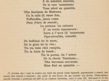 Figura 2 – ‘Cupeta’ in canto del dialetto leccese. Fonte: Nutricati (1910) - © interculturale.it.