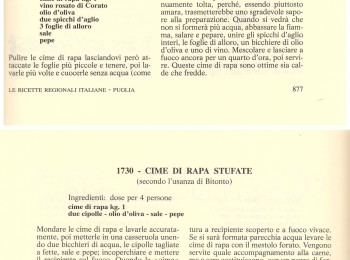 Figura 1 - Cime di rapa stufate e cime di rape stufate secondo l'usanza di Bitonto. Fonte: Gosetti della Salda (1967).