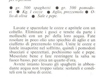 Figura 2 – Ricetta “Spaghetti con le cozze”. Fonte: Pepe (1991).