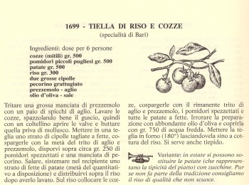 Figura 1 - Ricetta "Tiella di riso e cozze". Fonte: Gosetti della Salda (1967).